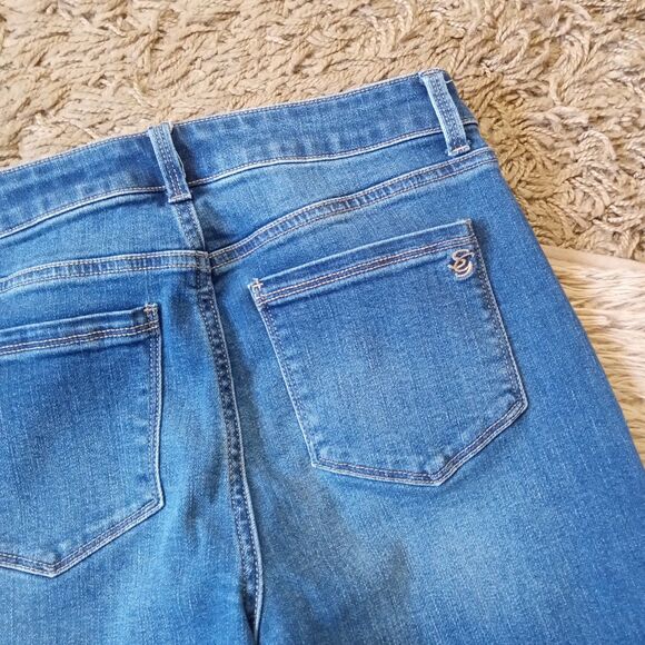Susan Graver Sz 4 Petite Women's Stretch Denim Crop Girlfriend Jeans with Cuff - Picture 4 of 5